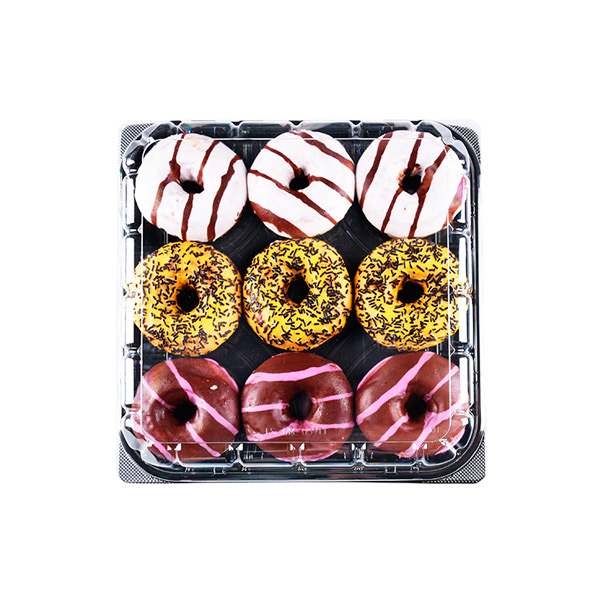 黑底透明PET 糕点盒 9粒甜甜圈