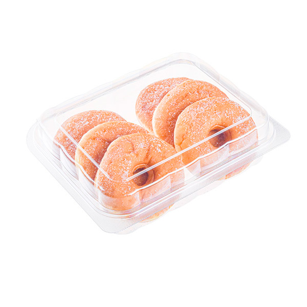 透明PET长方形连体盒 烘焙面包盒 6粒甜甜圈盒