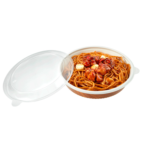 棕色聚丙烯基础午餐食品塑料容器，带透明盖子