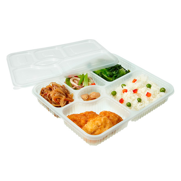 6格可微波塑料一次性食品储存午餐盒带盖